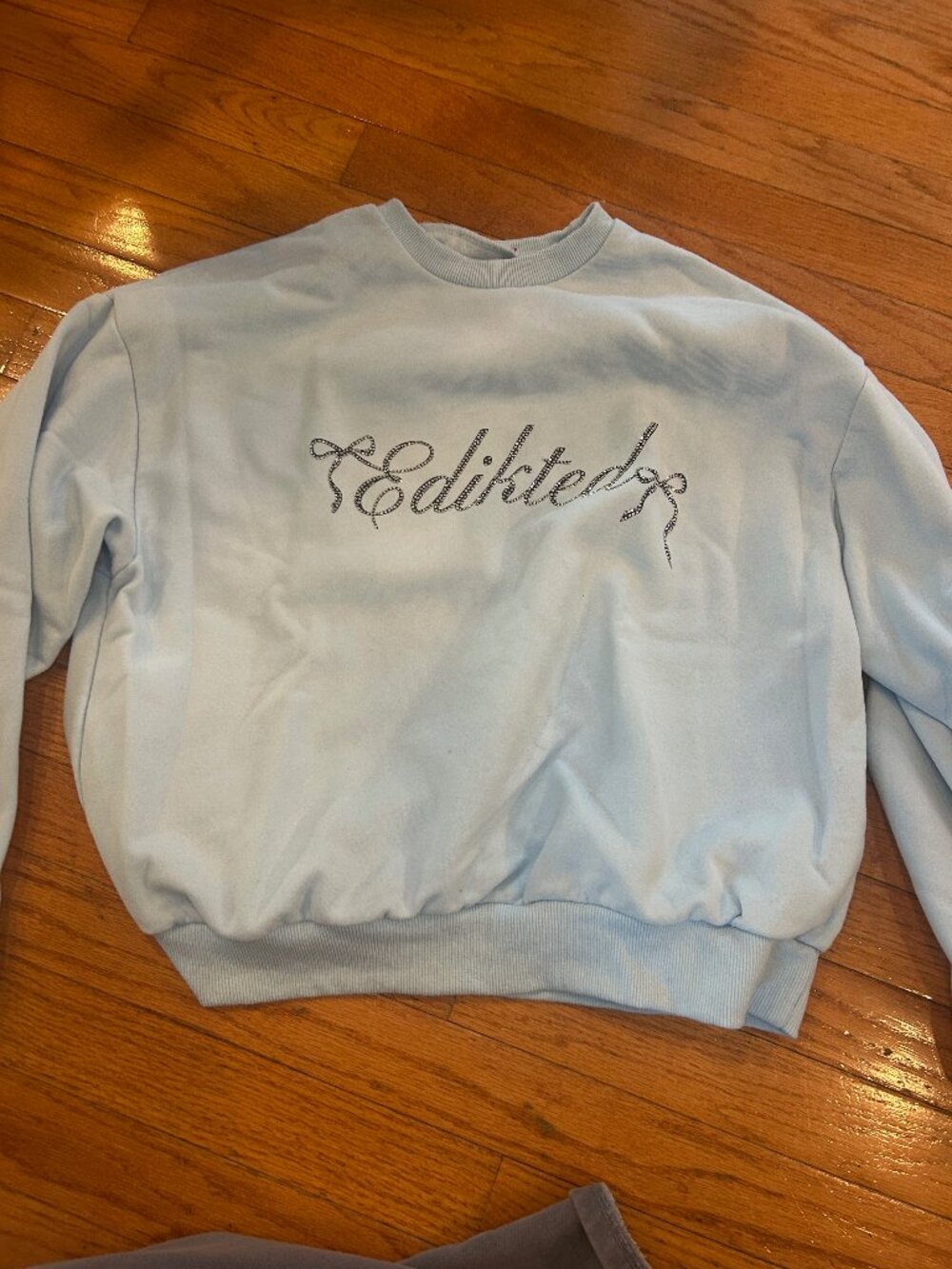 Light Blue - Edikted Crewneck Sweatshirt with Diamond Letters  - Like New - XS